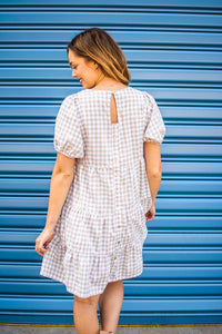 Thumbnail for Mandy Mini Dress - Biscuit Gingham