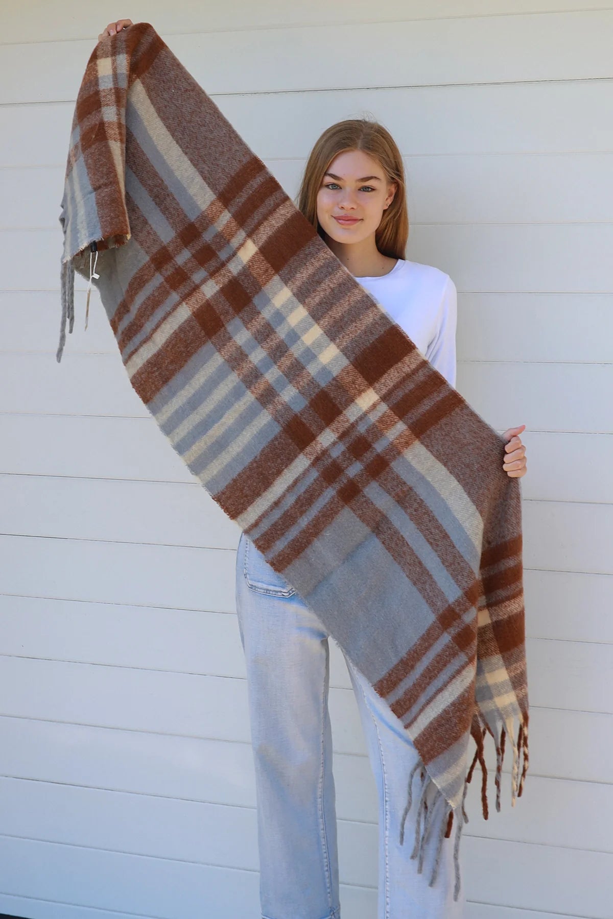 Scarf - Tan Blue