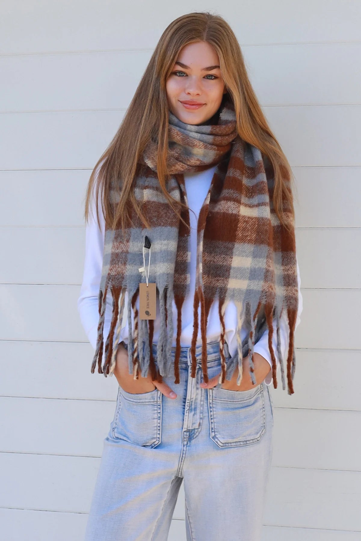 Scarf - Tan Blue