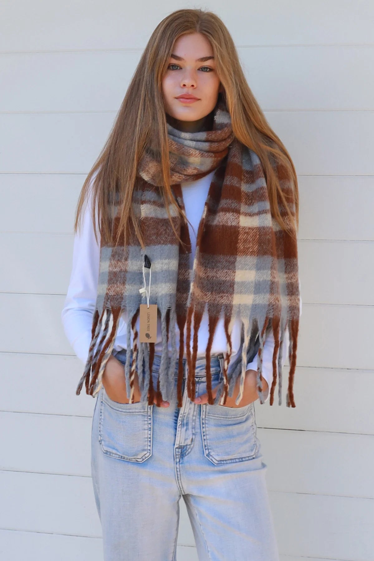 Scarf - Tan Blue