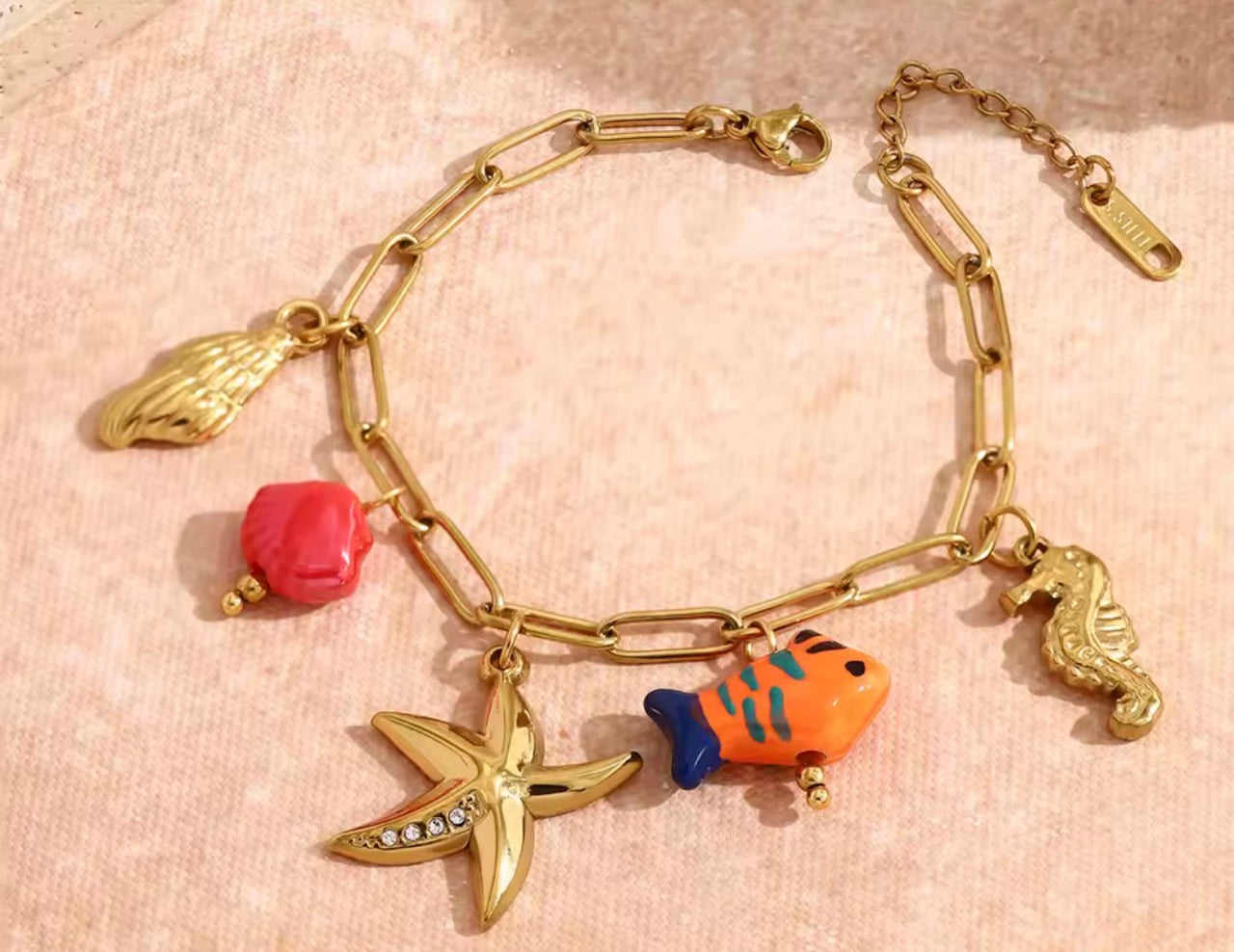 Coastal  Charm Bracelet - orange fish