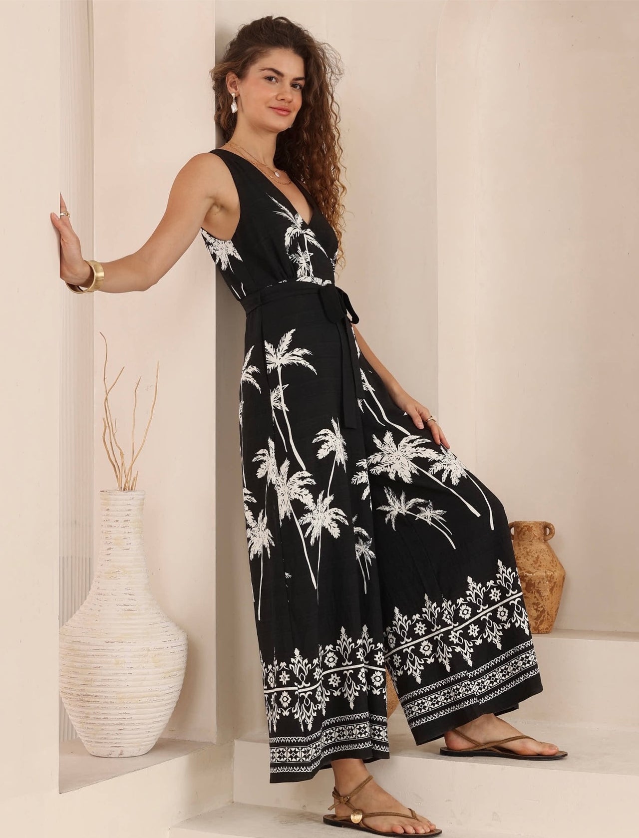 Katie Jumpsuit - Black Palm