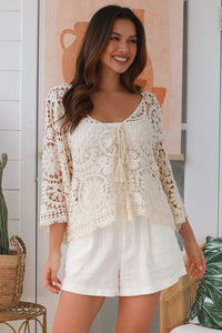 Thumbnail for Vola Crochet Top - Cream