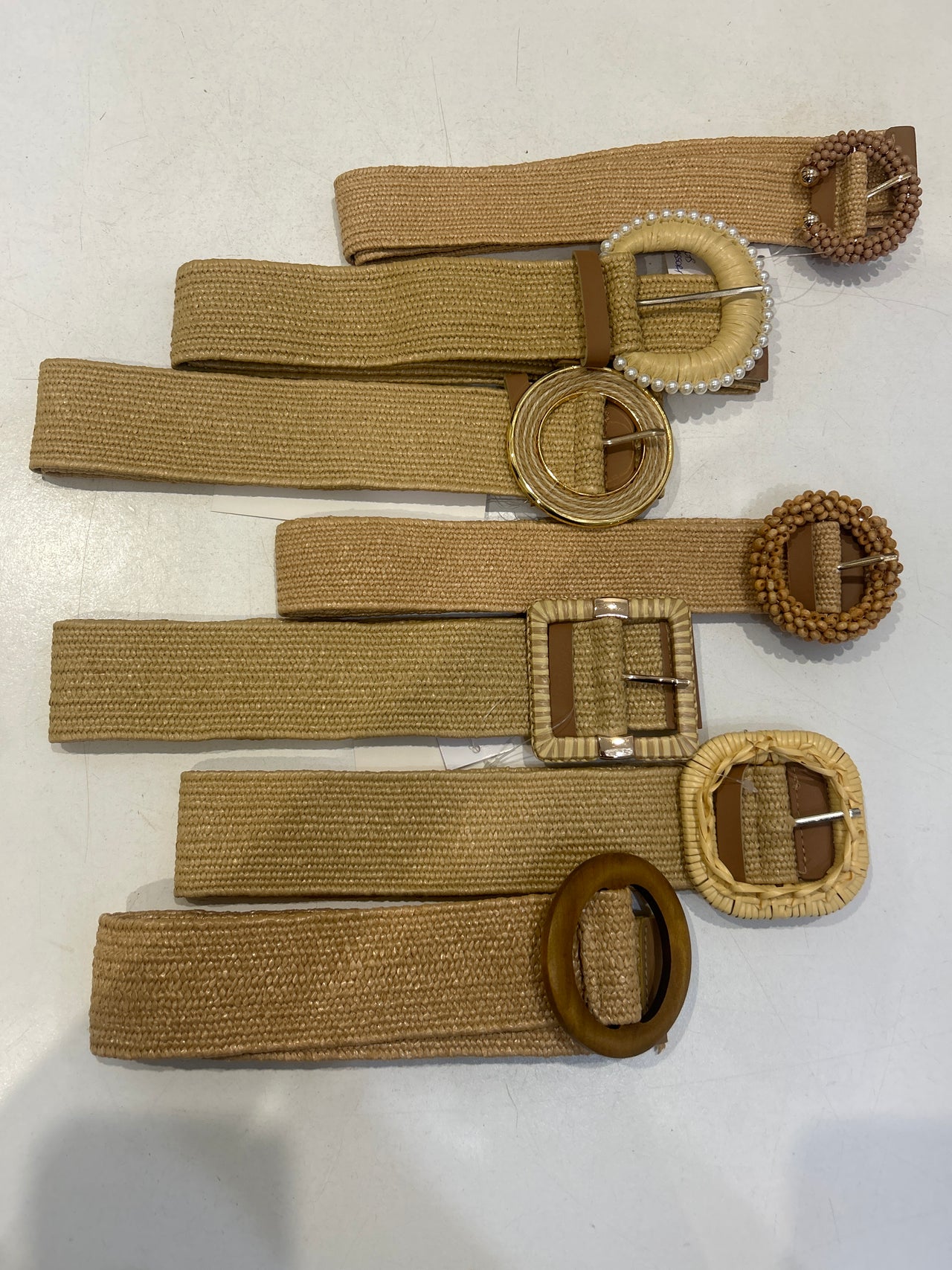 Belts Assorted  - Natural with multi timber buckle designs
