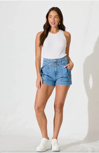 Thumbnail for Innika Denim Shorts - Light Blue