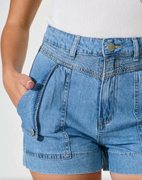 Thumbnail for Innika Denim Shorts - Light Blue