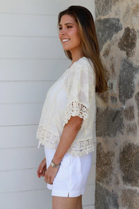Thumbnail for Ellie Embroidered Top - Cream
