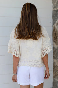 Thumbnail for Ellie Embroidered Top - Cream