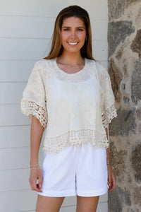 Thumbnail for Ellie Embroidered Top - Cream