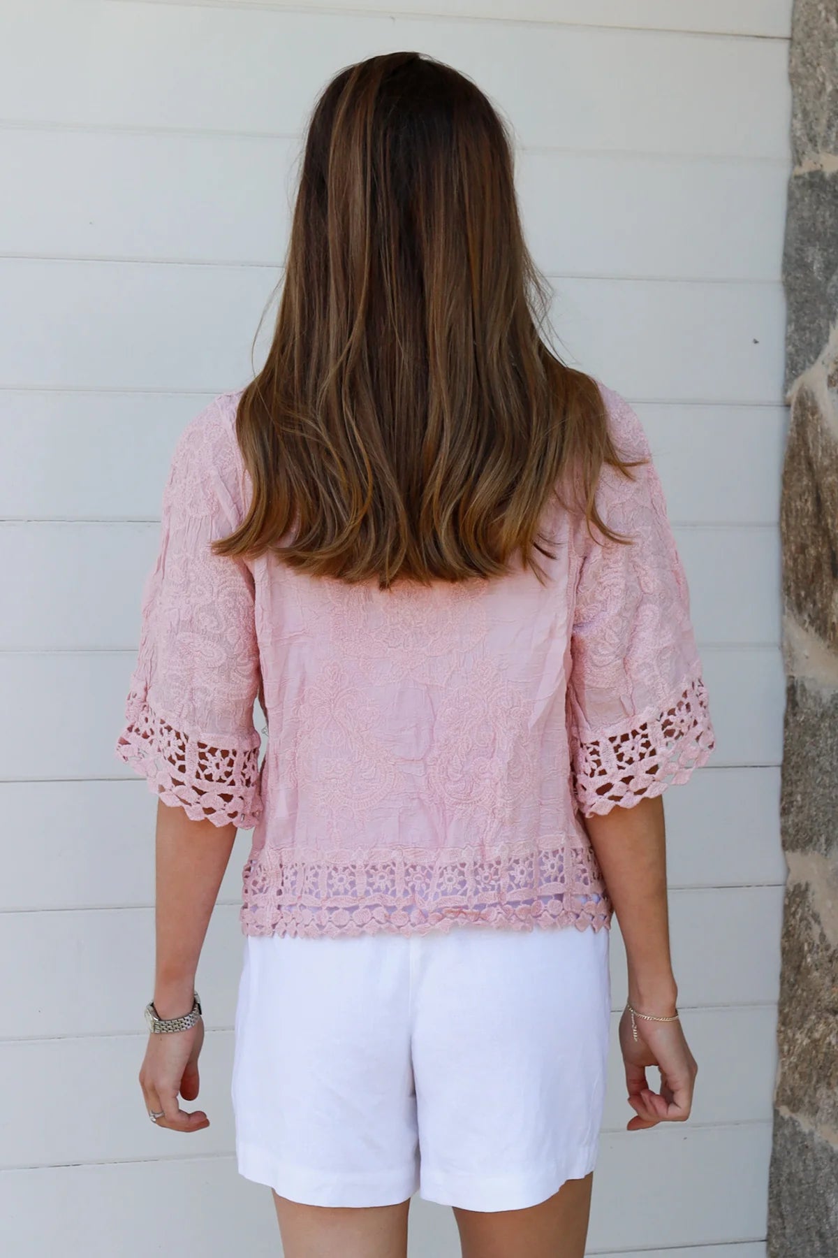 Ellie Embroidered Top - Musk