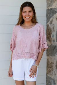 Thumbnail for Ellie Embroidered Top - Musk