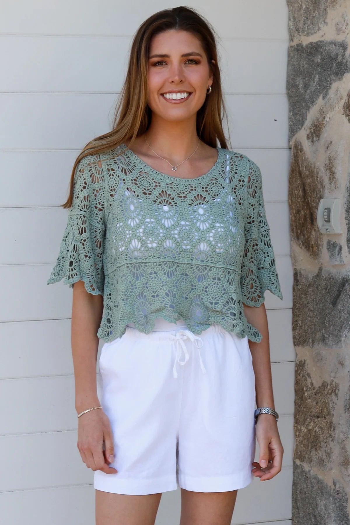 Vic Crochet Top - Khaki