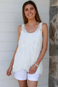 Thumbnail for Tiana Singlet Top - White