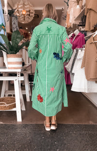 Thumbnail for Maldives Shirt Dress - Green Stripe
