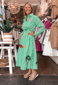 Thumbnail for Maldives Shirt Dress - Green Stripe