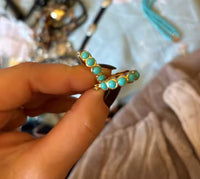 Thumbnail for Hammered Gold Turquoise Stone Earrings