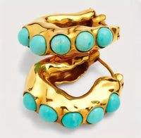Thumbnail for Hammered Gold Turquoise Stone Earrings