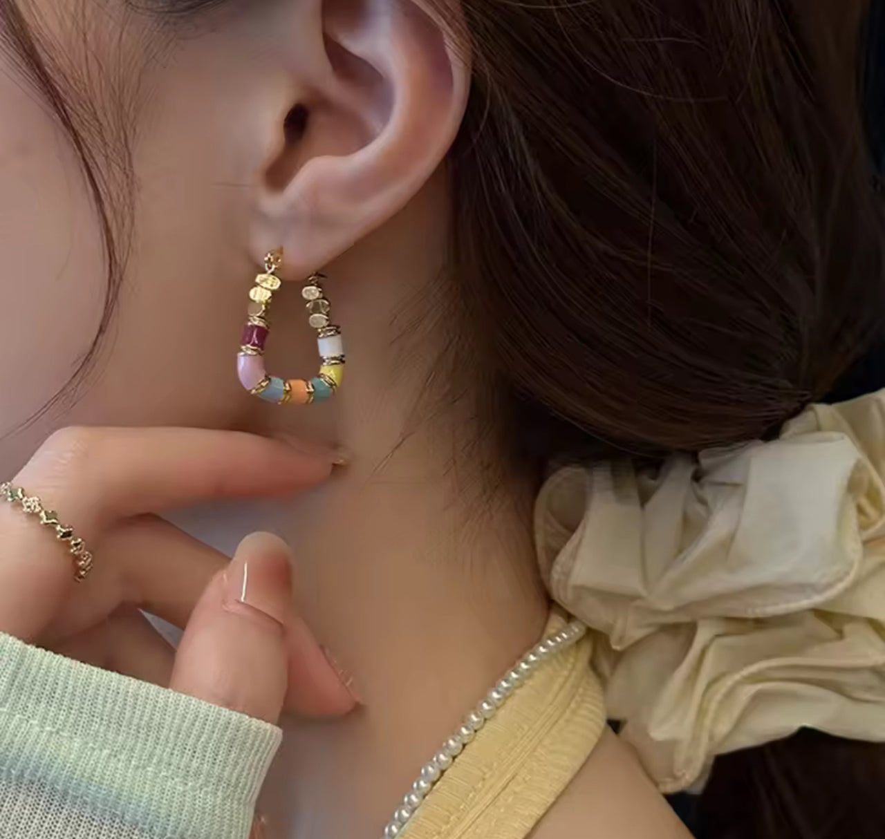 Mulit-coloured Stone Earrings