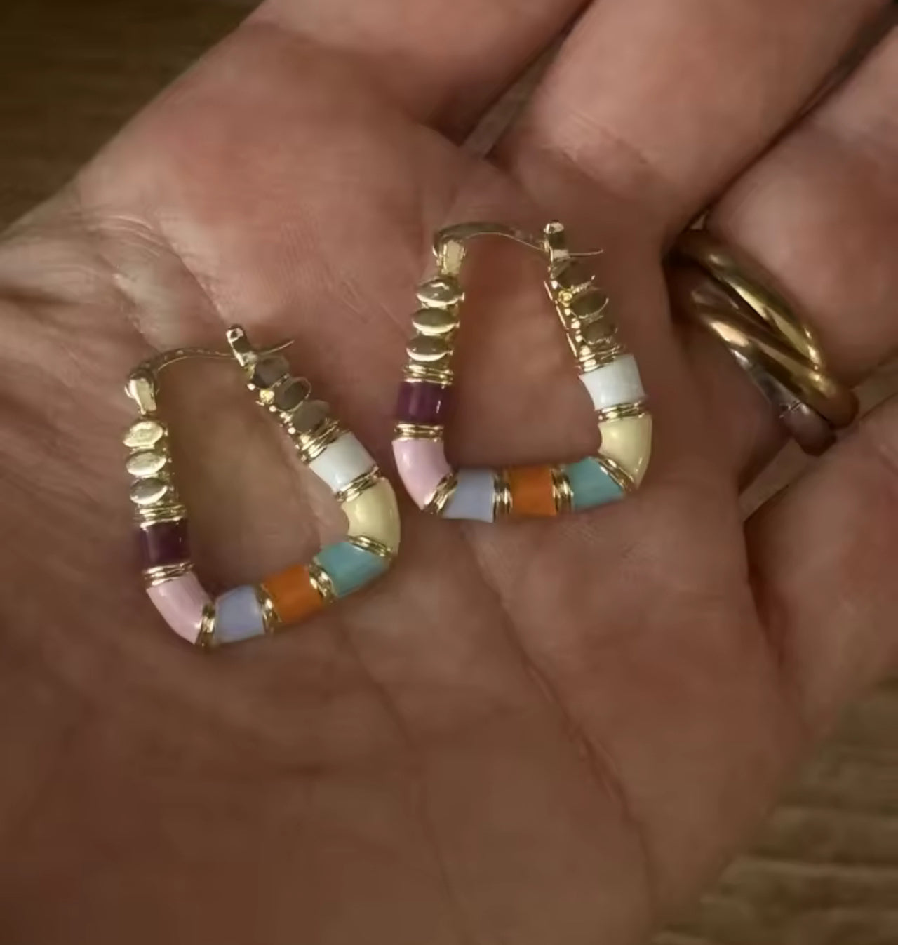 Mulit-coloured Stone Earrings
