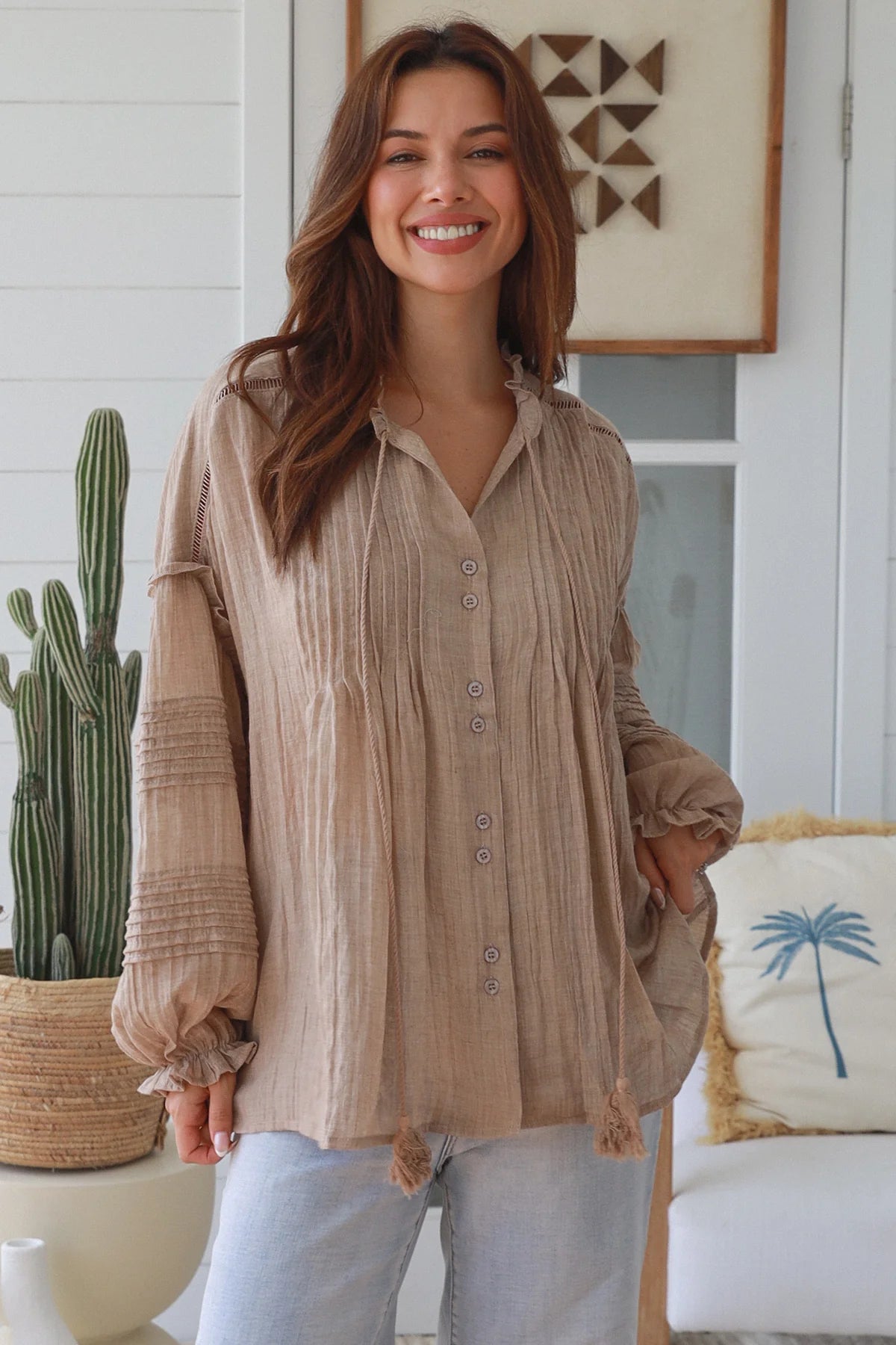 Alli Bohemian Blouse - Taupe