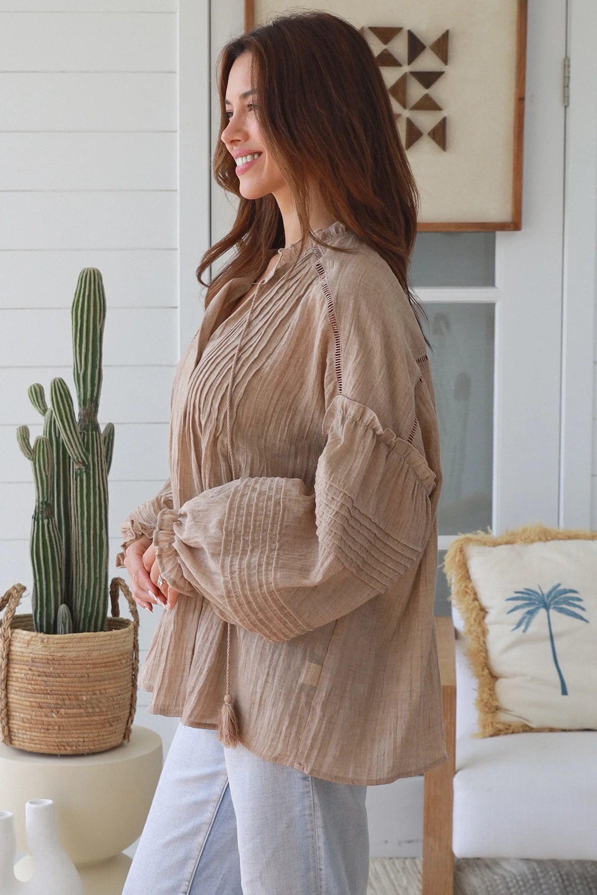 Alli Bohemian Blouse - Taupe