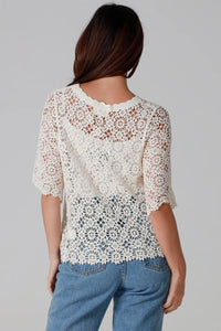 Thumbnail for Henley Crochet Cardi - Natural