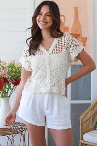 Thumbnail for Celia Crochet Top - Cream