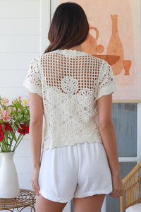 Thumbnail for Celia Crochet Top - Cream