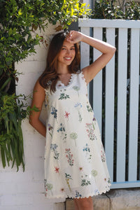 Thumbnail for Reese Mini Dress - Cream Flora