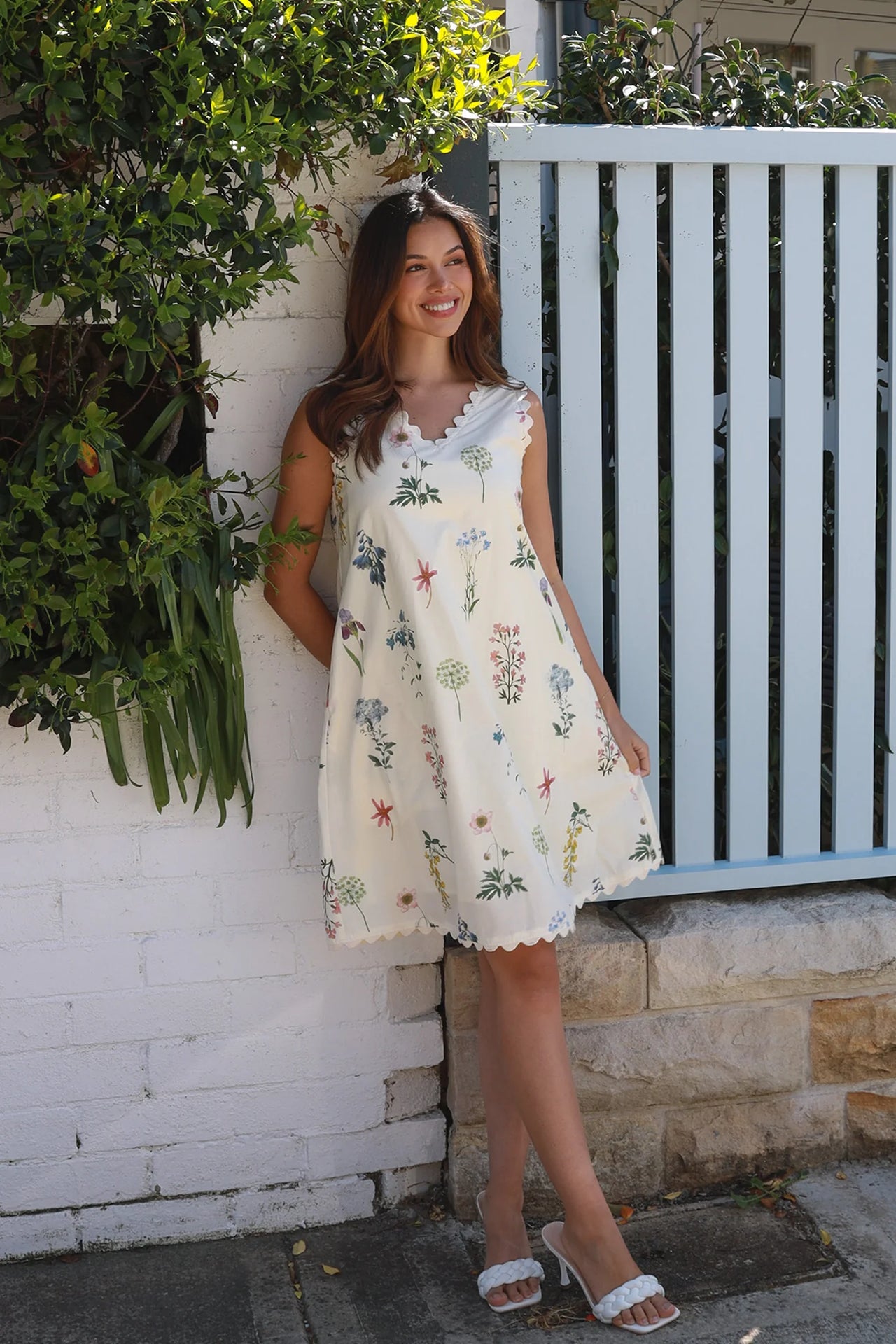 Reese Mini Dress - Cream Flora