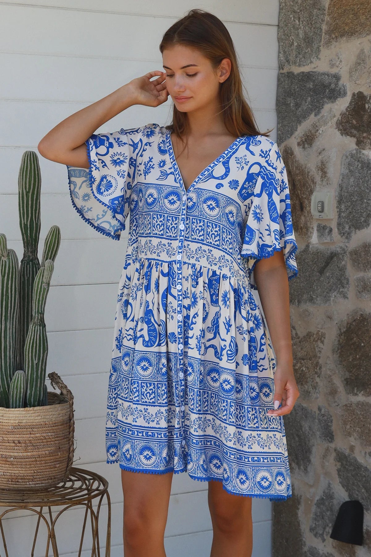 Janita Shirt Dress - Ocean