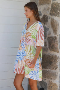 Thumbnail for Belle Mini Dress - Pastel Print