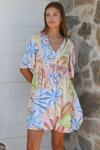 Thumbnail for Belle Mini Dress - Pastel Print