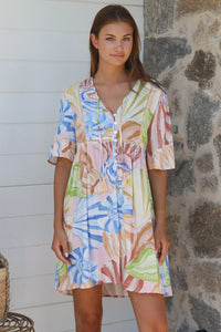 Thumbnail for Belle Mini Dress - Pastel Print