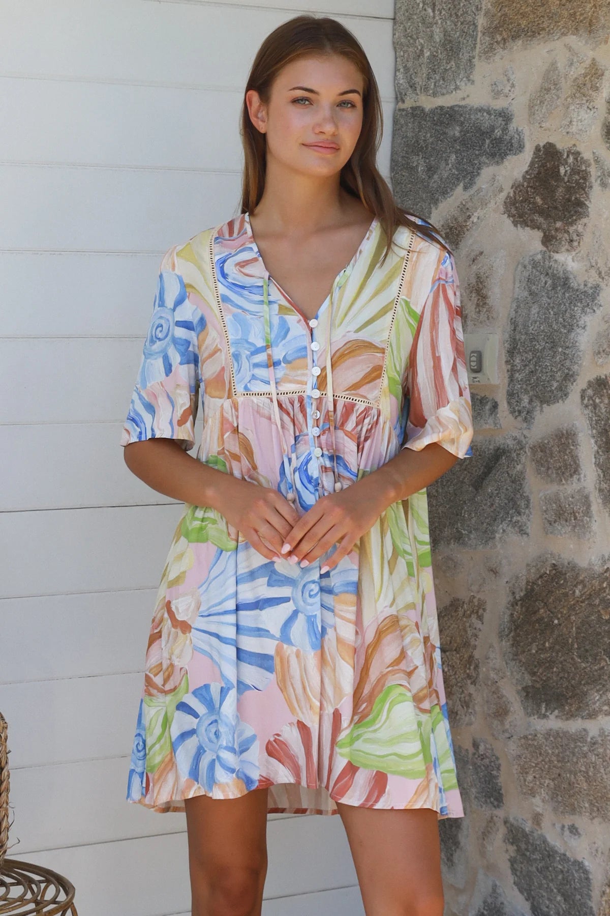 Belle Mini Dress - Pastel Print