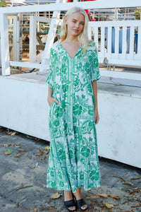 Thumbnail for Jemma Maxi  Dress - Green Print
