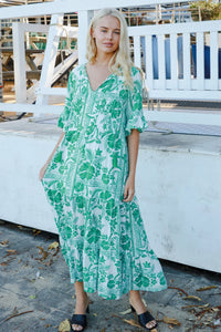 Thumbnail for Jemma Maxi  Dress - Green Print