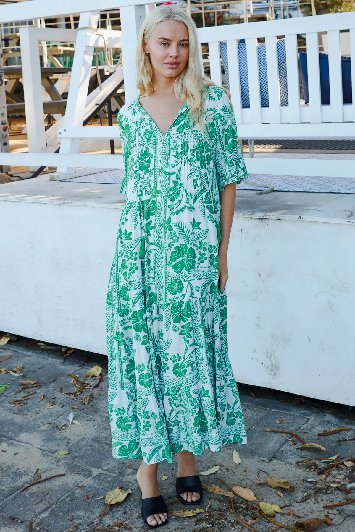 Jemma Maxi  Dress - Green Print