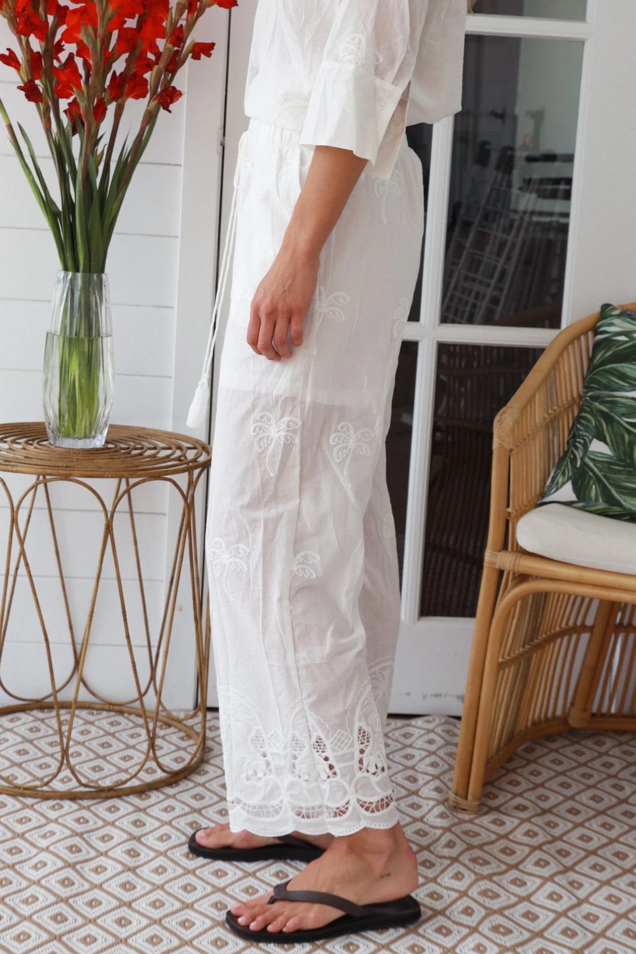 Penny Pant  - White Palm Broidery