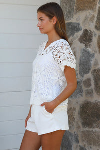 Thumbnail for Daisy Crochet Top - White