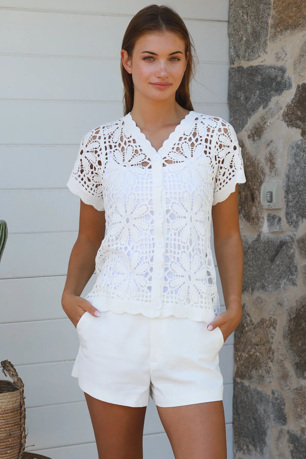 Daisy Crochet Top - White