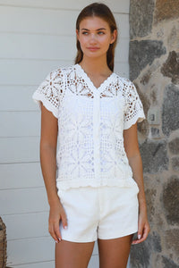 Thumbnail for Daisy Crochet Top - White