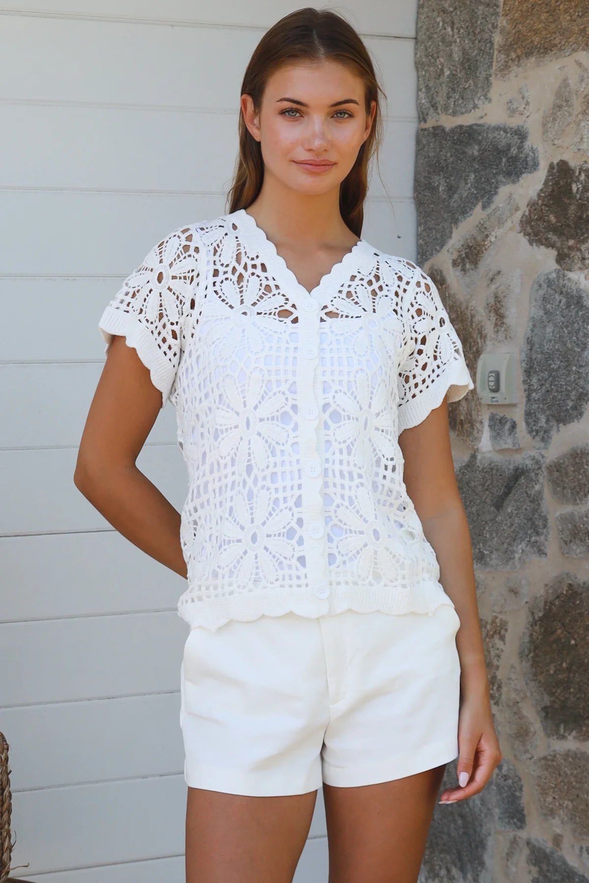 Daisy Crochet Top - White
