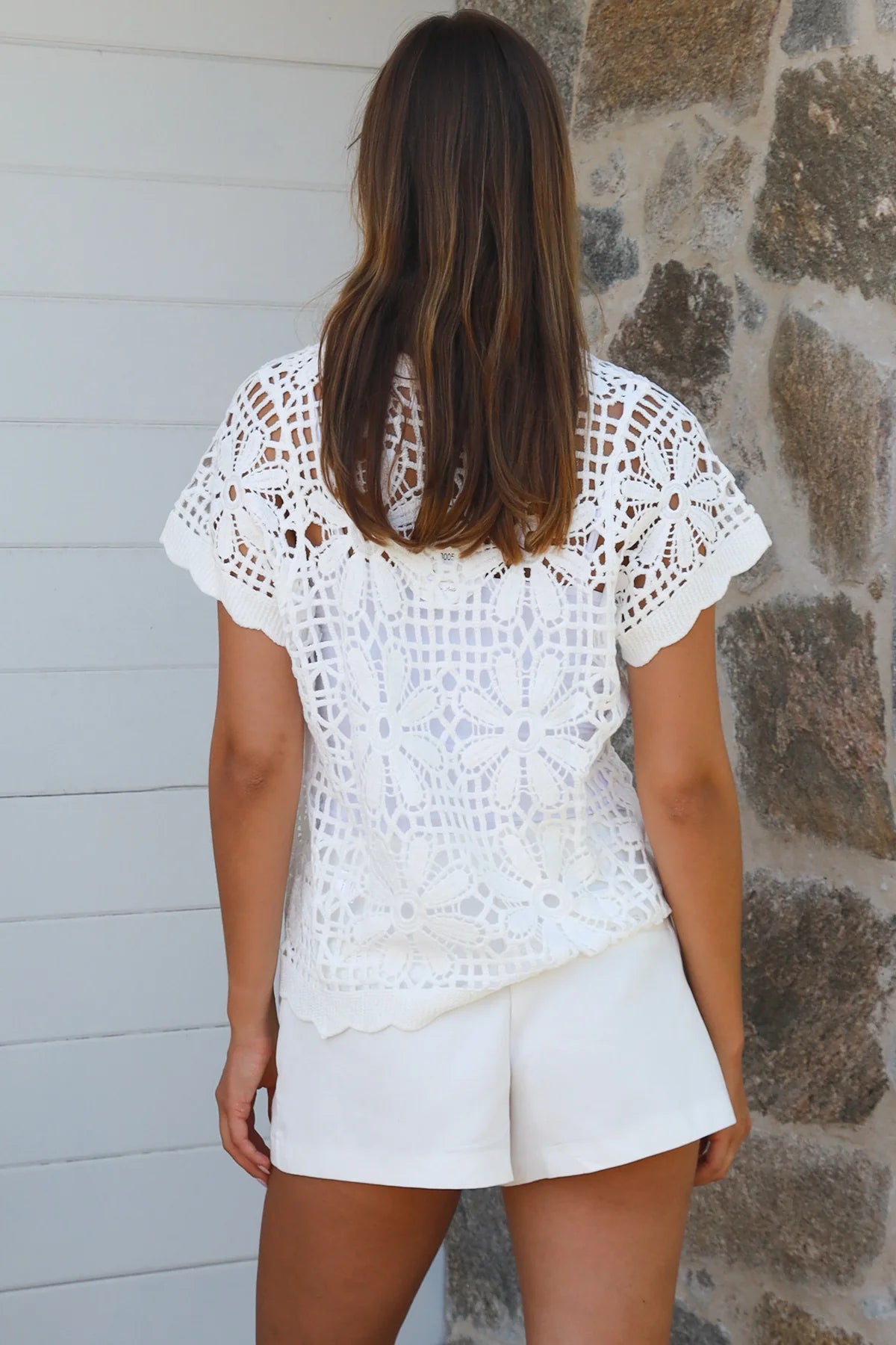 Daisy Crochet Top - White