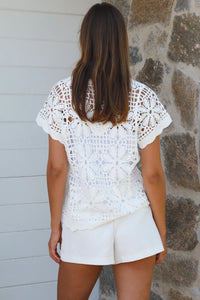 Thumbnail for Daisy Crochet Top - White