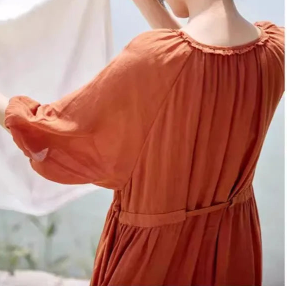 Sylvana Midi Dress - Burnt Orange