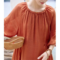 Thumbnail for Sylvana Midi Dress - Burnt Orange