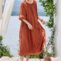Thumbnail for Sylvana Midi Dress - Burnt Orange