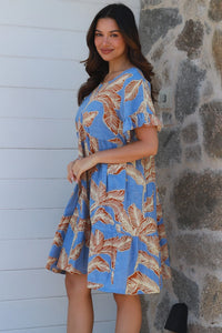 Thumbnail for Charlie  Dress - Blue/Bone fern