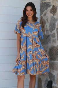 Thumbnail for Charlie  Dress - Blue/Bone fern